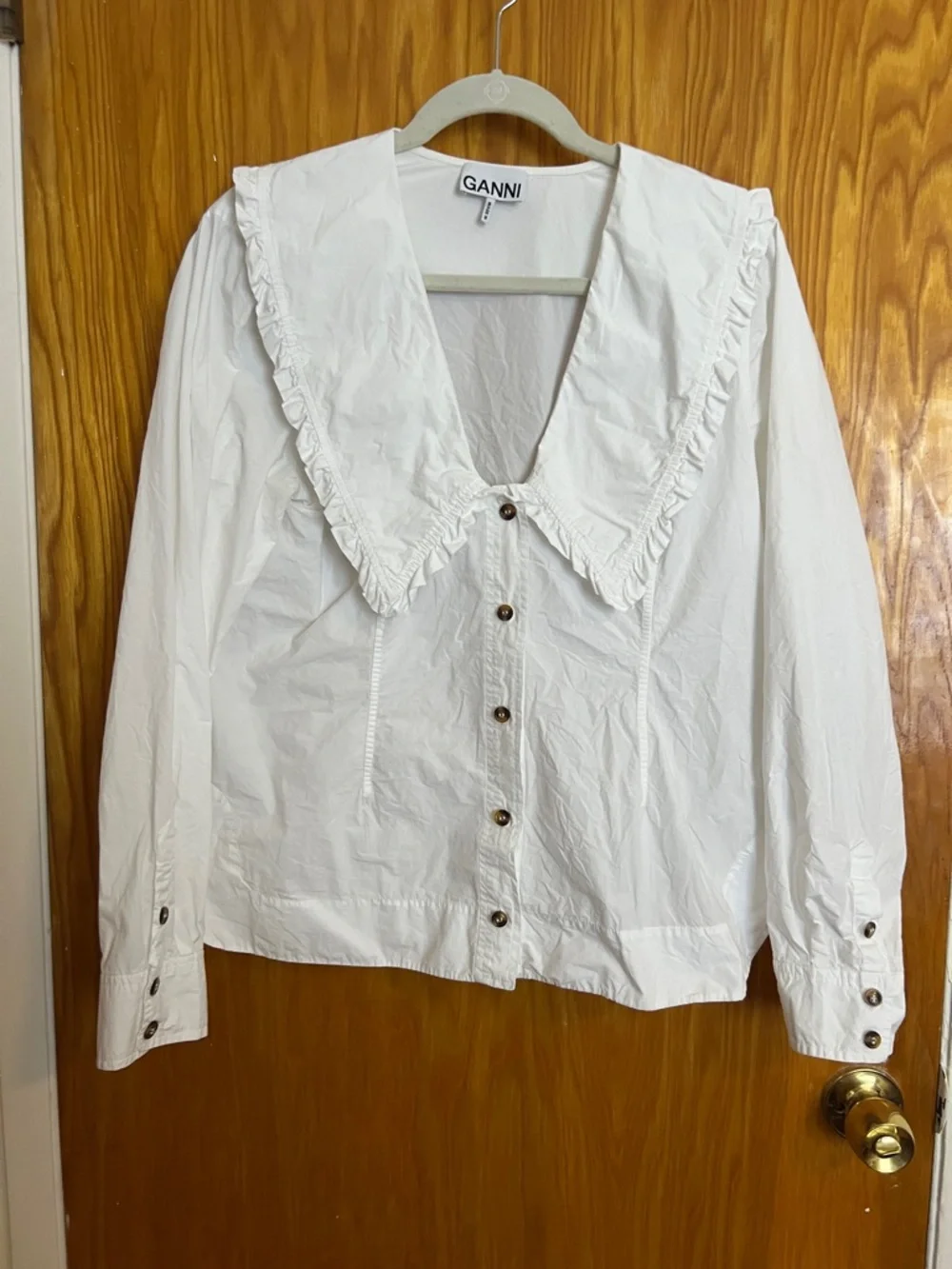 Ganni poplin large collar top - Picture 2 of 8